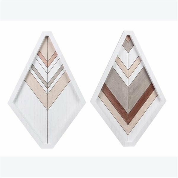 Youngs 18 in. Wood Home Large Diamond Shaped Wall Art, Assorted Style, 2PK 12149